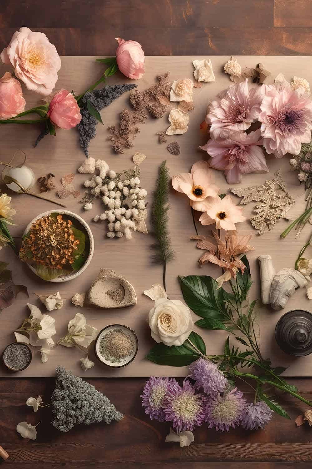 Una foto de una variedad de flores para la terapia floral